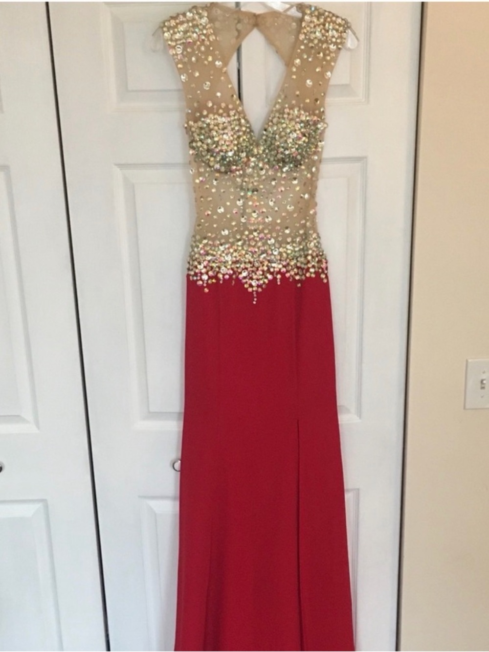 Dazzling Red/Nude Splash Prom/Pageant by Landa